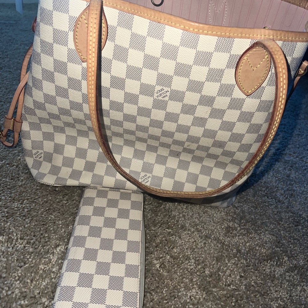 Light Gray and White Damier Azur Tote Bag